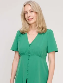 V-Neck Button-Through Top