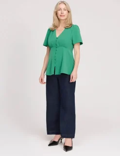 V-Neck Button-Through Top