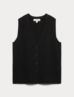 V-Neck Cropped Knitted Waistcoat