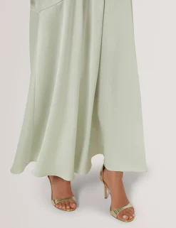 V-Neck Diagonal Seam Maxi Slip Dress