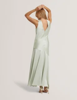 V-Neck Diagonal Seam Maxi Slip Dress