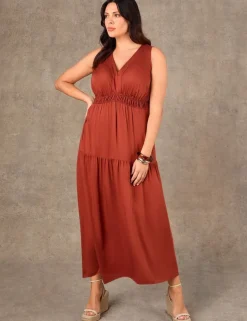 V-Neck Maxi Waisted Dress