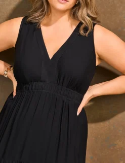 V-Neck Maxi Waisted Dress