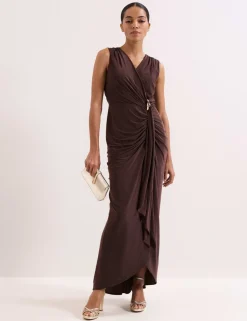 V-Neck Maxi Wrap Dress