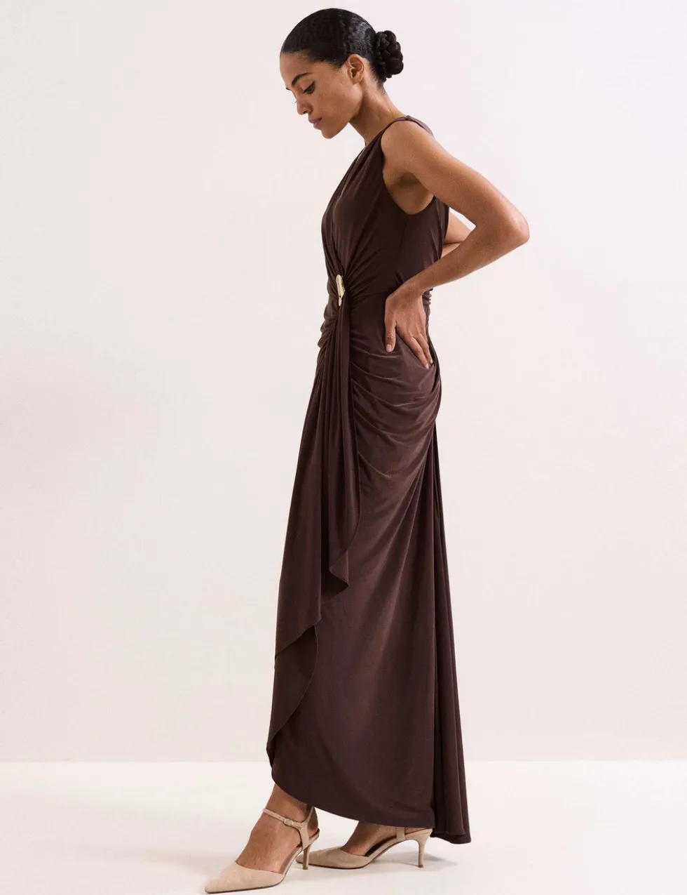 V-Neck Maxi Wrap Dress