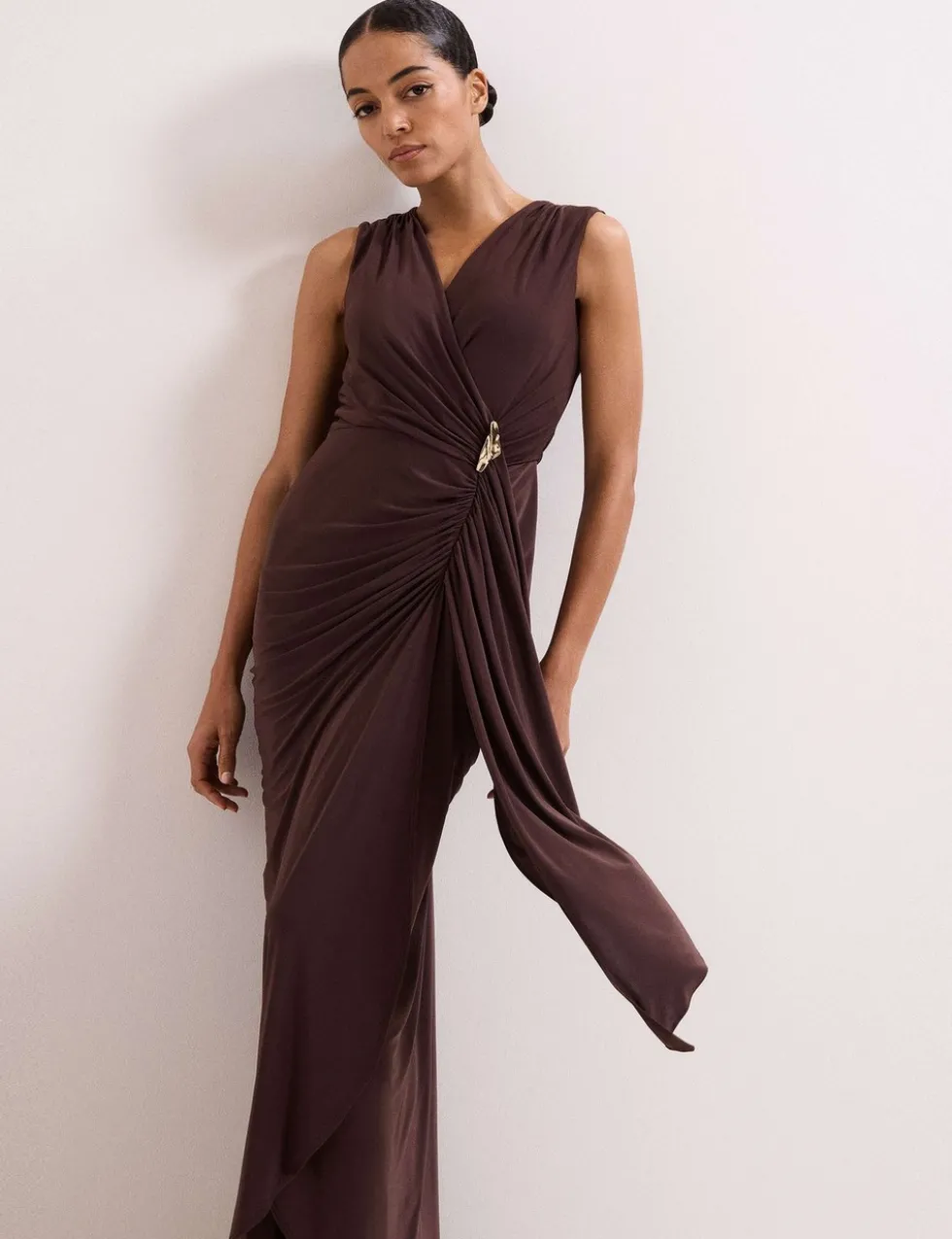 V-Neck Maxi Wrap Dress