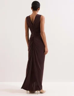 V-Neck Maxi Wrap Dress