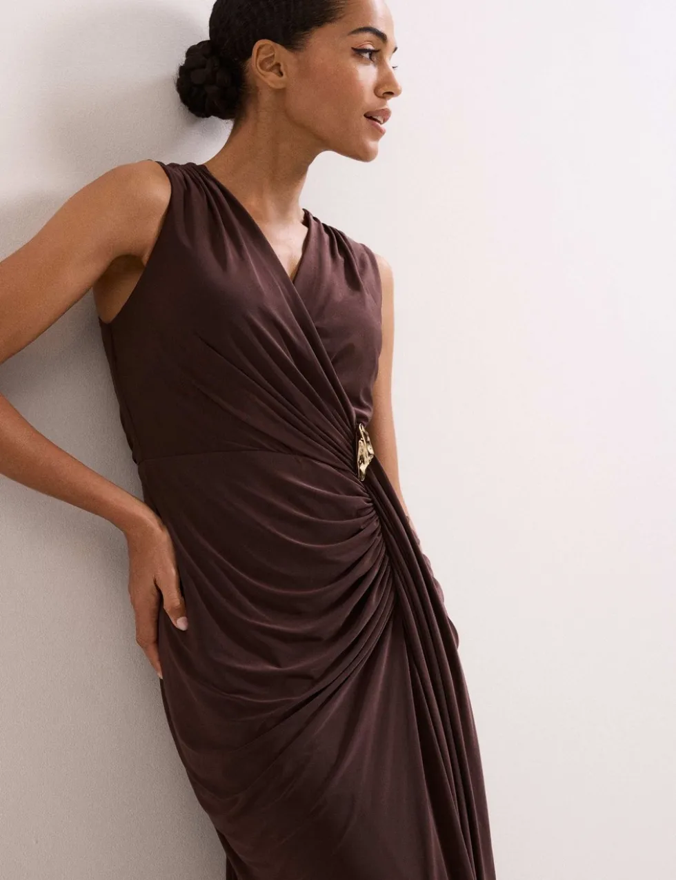 V-Neck Maxi Wrap Dress