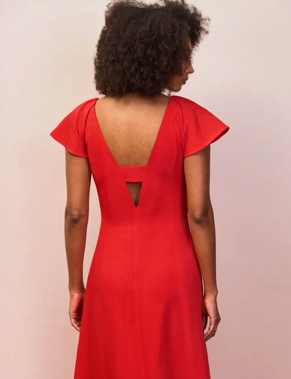 V-Neck Midaxi Column Dress with Linen