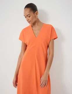 V-Neck Midi Tea Dress