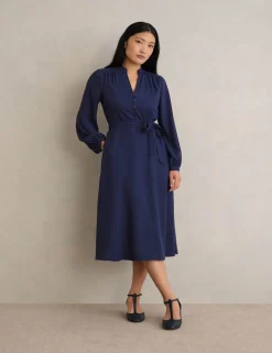 V-Neck Midi Wrap Dress