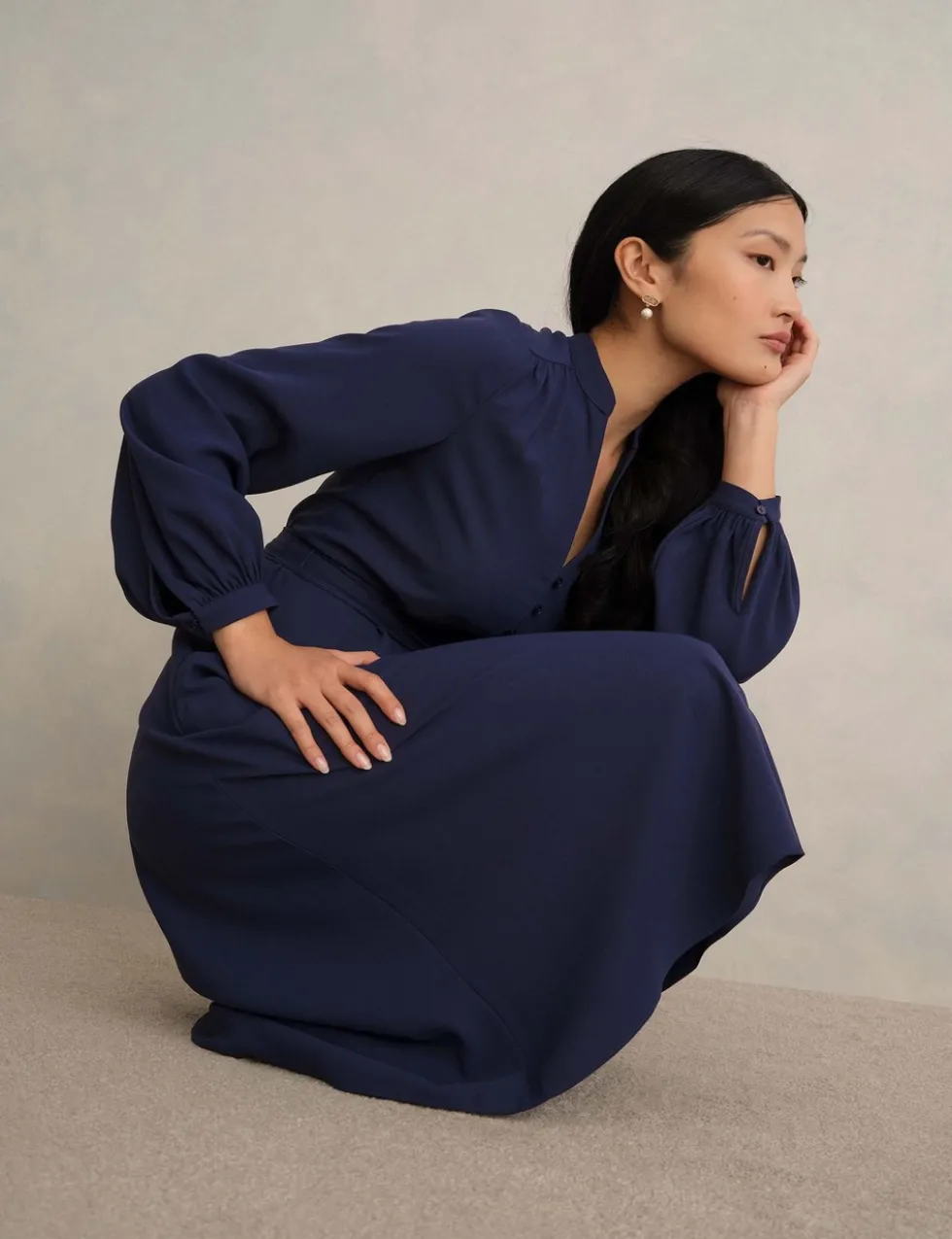V-Neck Midi Wrap Dress