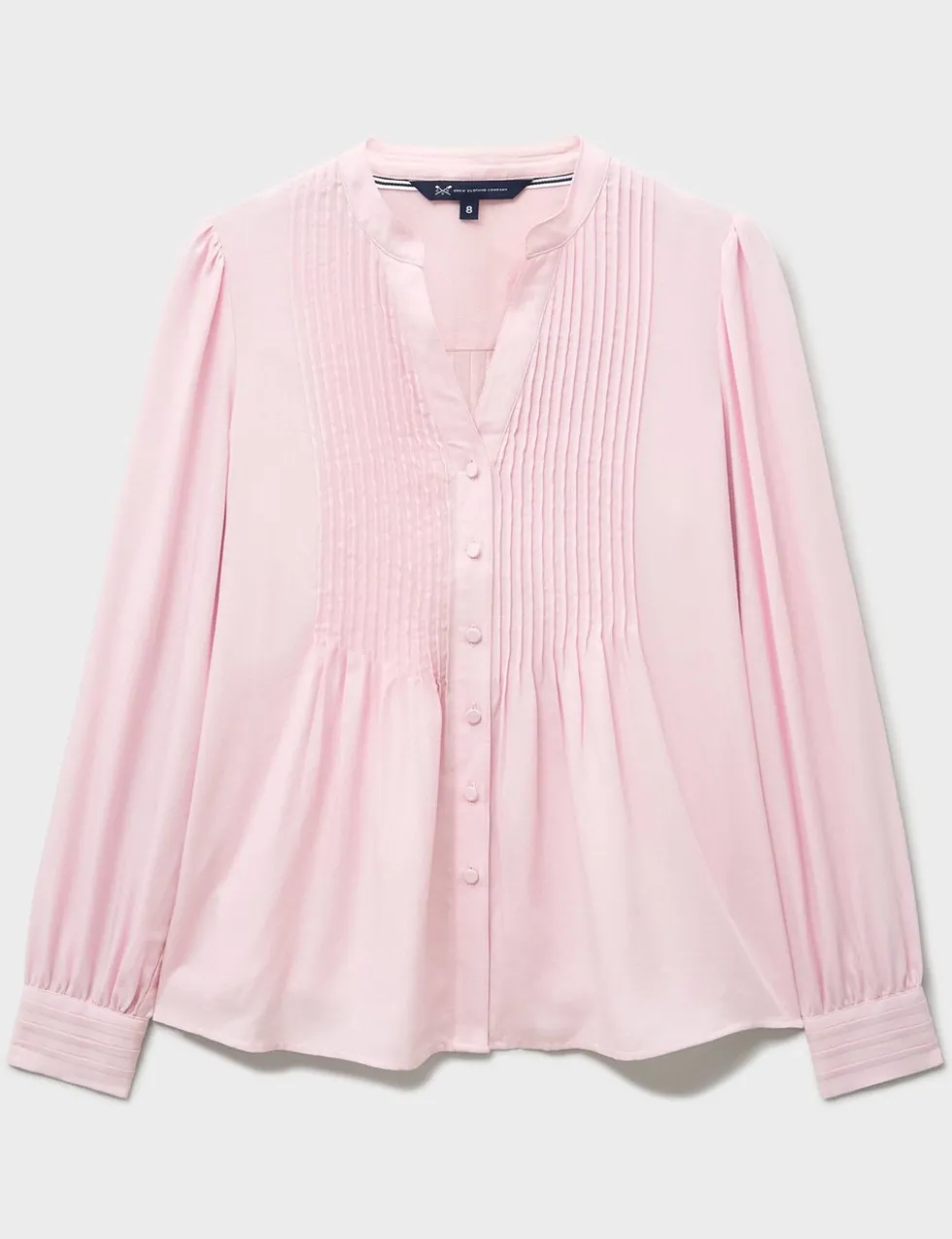 V-Neck Pintuck Blouse with Lyocell