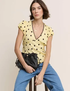 V-Neck Polka Dot Tea Top