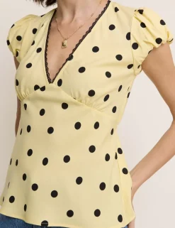 V-Neck Polka Dot Tea Top