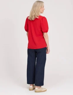 V-Neck Short Sleeve Button-Through Top