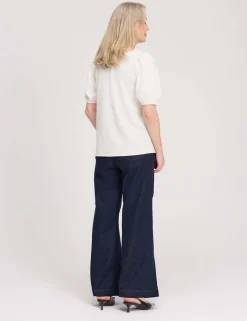 V-Neck Short Sleeve Button-Through Top