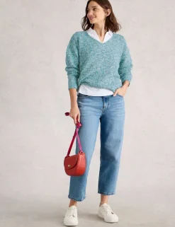 V-Neck Textured Jumper with Wool