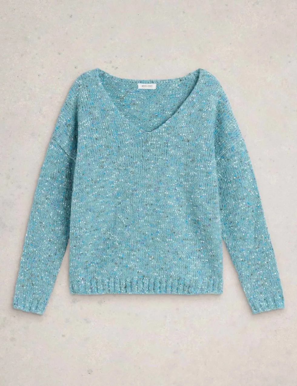 V-Neck Textured Jumper with Wool
