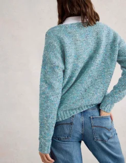 V-Neck Textured Jumper with Wool
