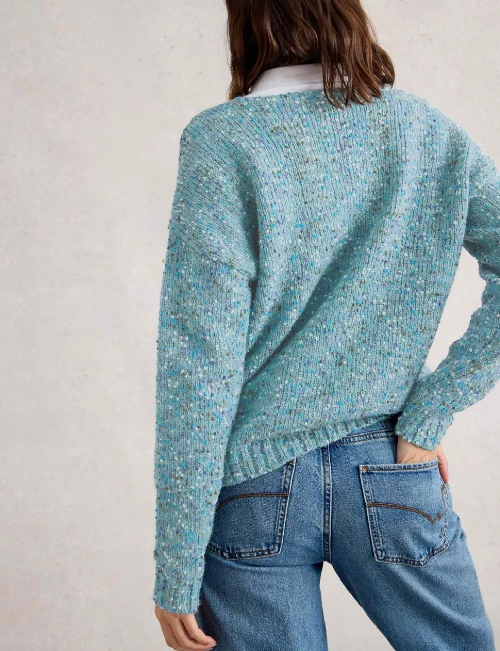 V-Neck Textured Jumper with Wool