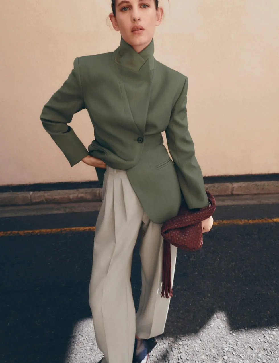 Waisted Asymmetric Longline Blazer
