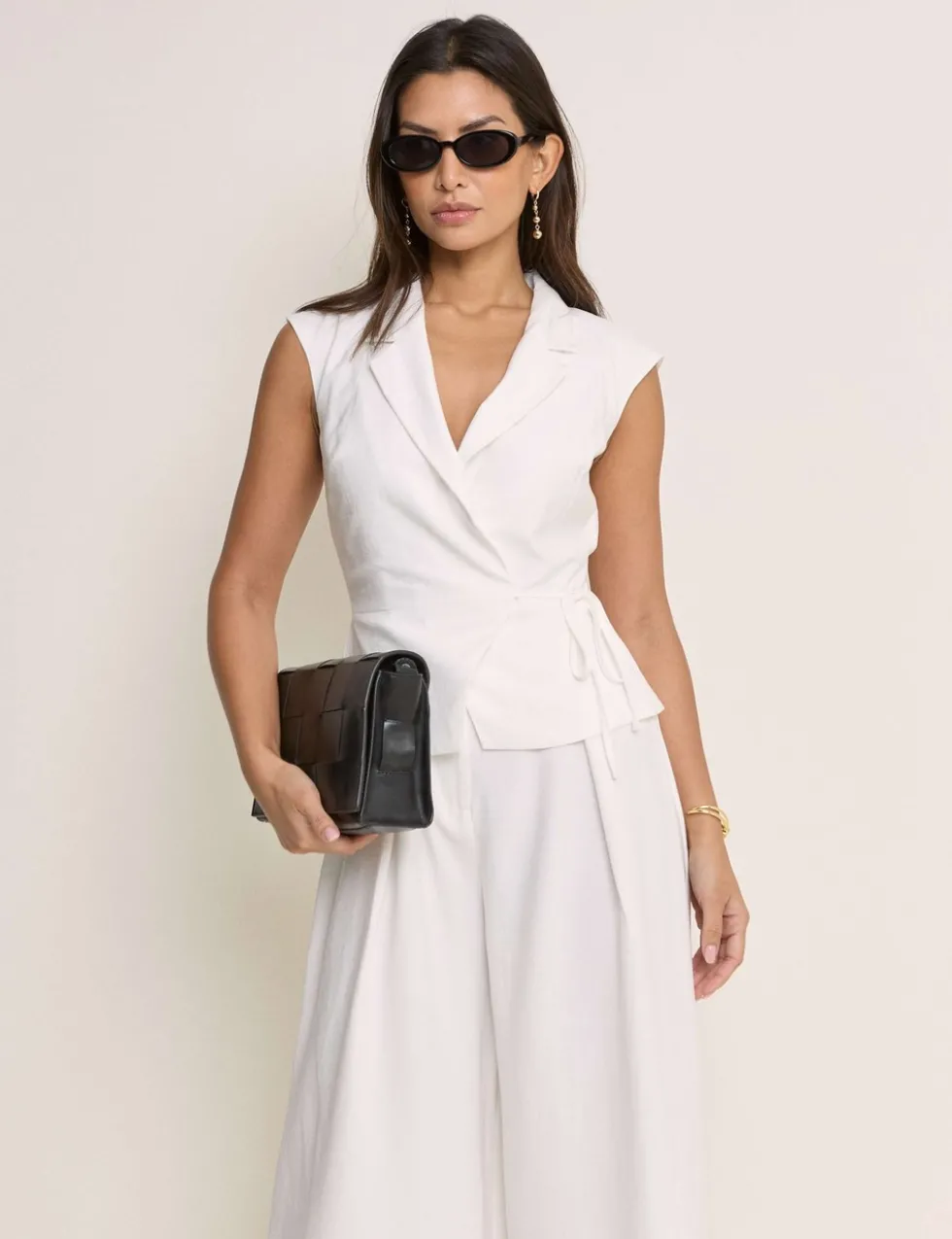 Waisted Wide Leg Tailored Jumpsuit