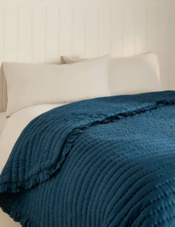 Washed Cotton Quilted Ruffle Bedspread