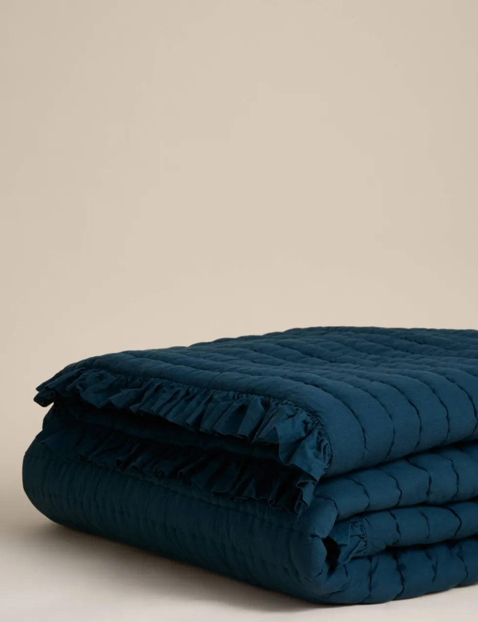 Washed Cotton Quilted Ruffle Bedspread
