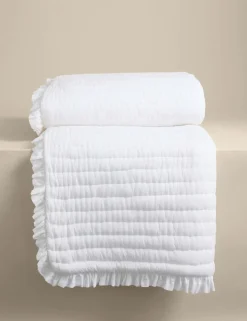 Washed Cotton Quilted Ruffle Bedspread