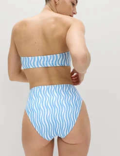 Wave Print High Waist Bikini Bottoms