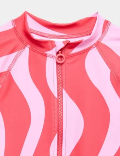 Wave Stripe Long Sleeve Swimsuit (6-16 Yrs)