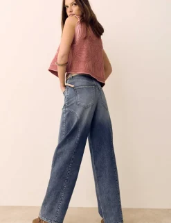 Western High Waisted Studded Tapered Jeans