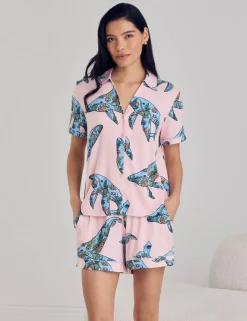 Whale Print V-Neck Shortie Set