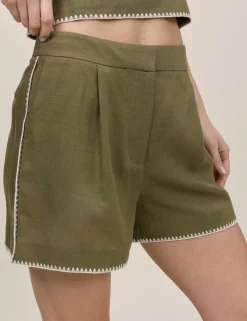 Whipstitch Tailored Shorts With Linen