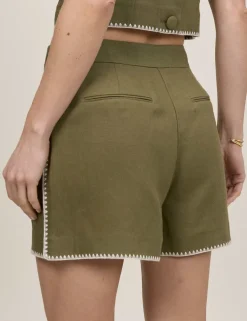Whipstitch Tailored Shorts With Linen