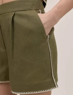 Whipstitch Tailored Shorts With Linen