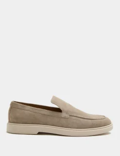 White Sole Suede Loafers
