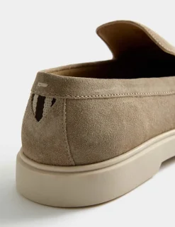 White Sole Suede Loafers