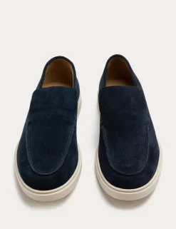 White Sole Suede Loafers