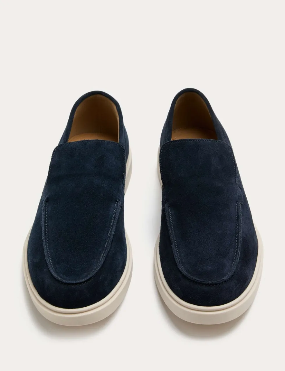 White Sole Suede Loafers