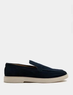 White Sole Suede Loafers