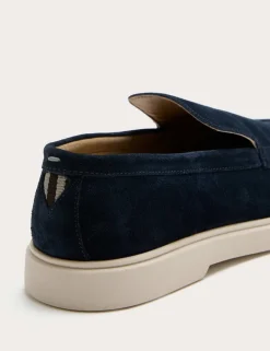 White Sole Suede Loafers
