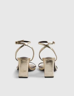 Wide Fit Ankle Strap Block Heel Sandals