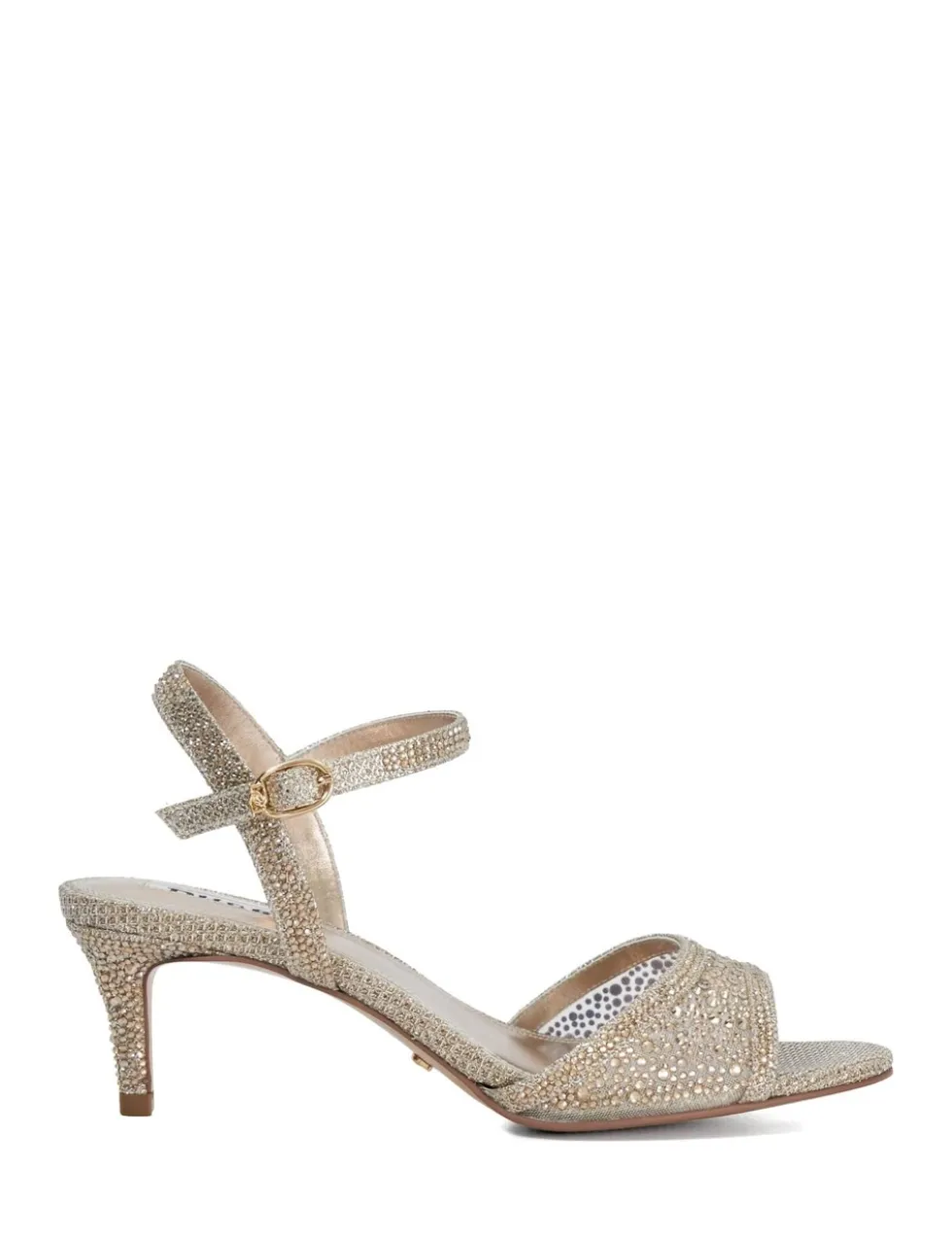 Wide Fit Ankle Strap Kitten Heel Sandals