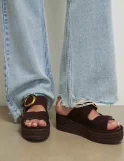 Wide Fit Buckle Flatform Wedges