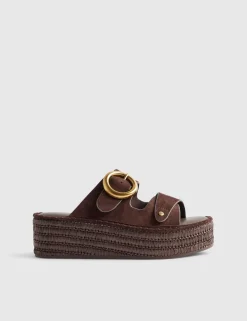 Wide Fit Buckle Flatform Wedges