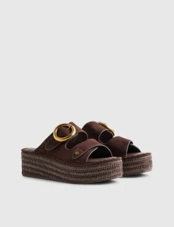 Wide Fit Buckle Flatform Wedges