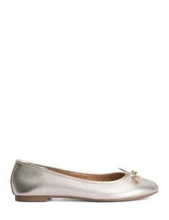 Wide Fit Charm Trim Leather Ballet Pumps