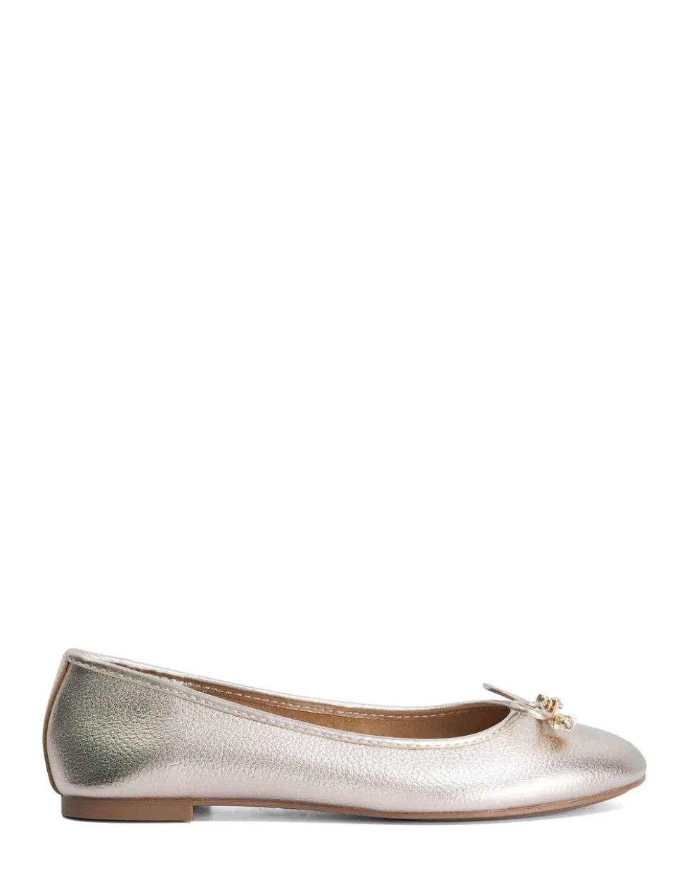 Wide Fit Charm Trim Leather Ballet Pumps
